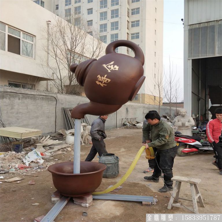 玻璃钢天壶雕塑,悬壶喷水雕塑5