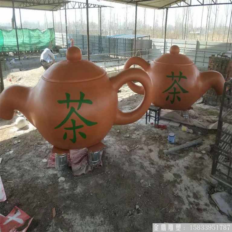玻璃钢天壶雕塑,茶壶雕塑,流水悬空天壶雕塑